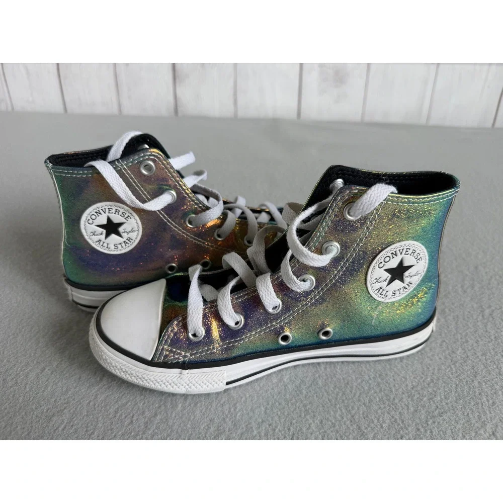 Converse Chuck Taylor All Star Junior Iridescent Oil Slick High Top Size 1